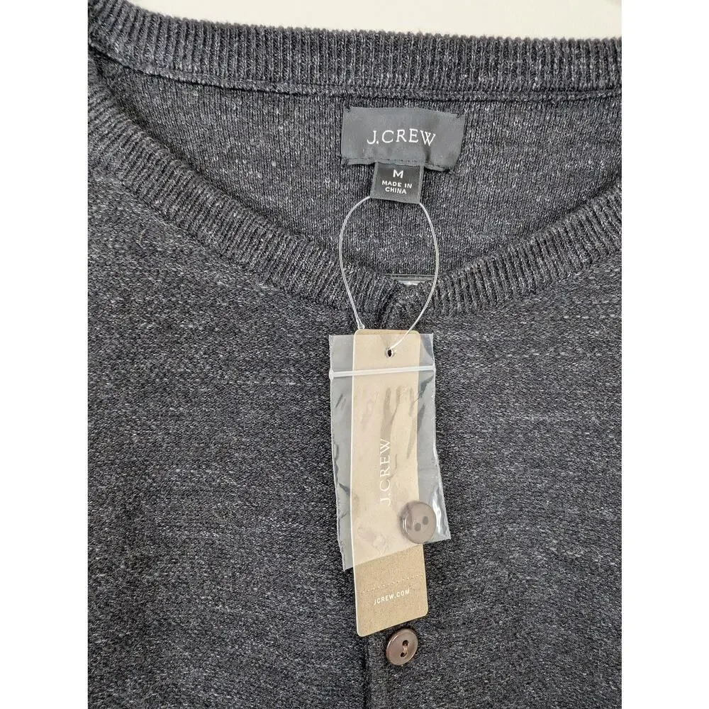J.Crew Sweater Mens Medium Gray Cotton Henley Long Sleeve Casual Classic Knit